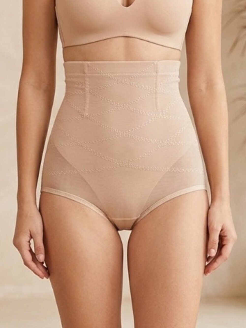 NIP High Waisted Tummy Control Shapewear Brief Panty Beige Shaper Medium